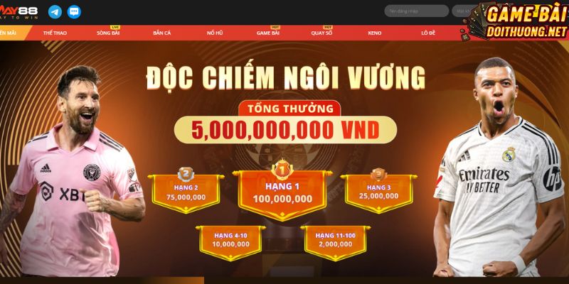 Khuyến mãi Độc chiếm ngôi vương cực hot tại May88