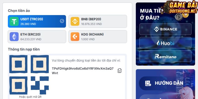 3 bước cực nhanh để nạp bằng tiền ảo