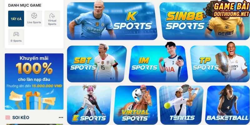 Đa dạng bộ môn để bet thủ thử sức