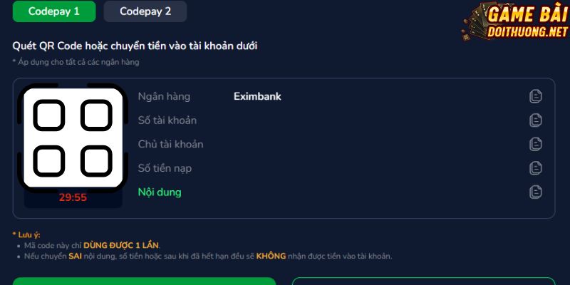 Nạp tiền nhanh chóng với mã QR codepay
