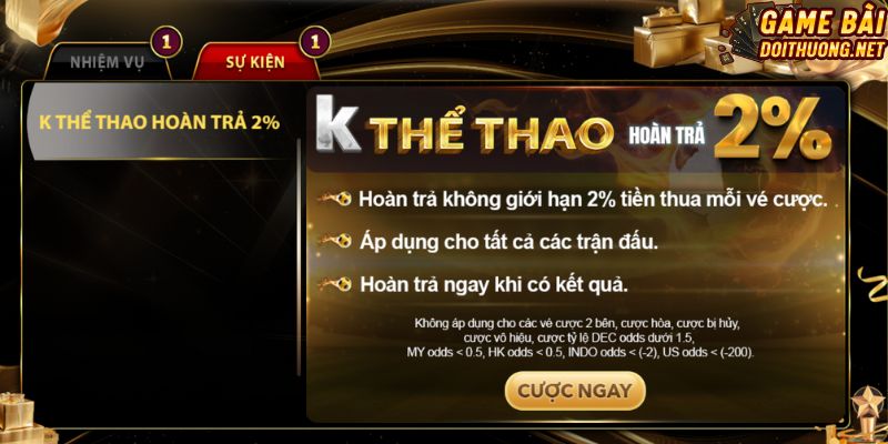 Hoàn tiền không giới hạn khi anh em thua cược thể thao