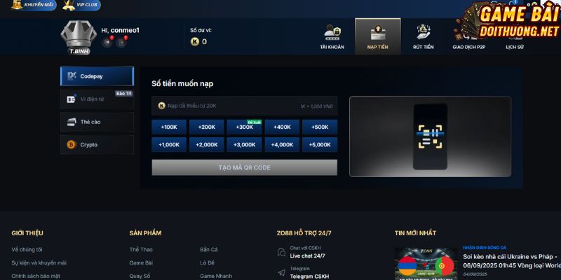 Hội viên có thể chọn 1 trong 5 nhà mạng để giao dịch