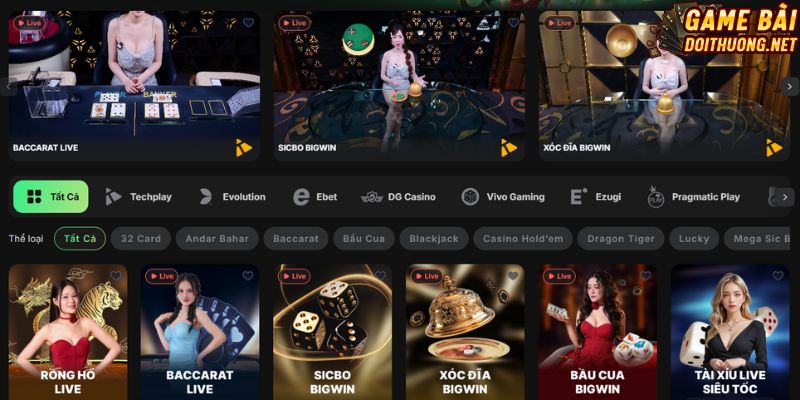 Live casino quy tụ nhiều siêu phẩm cùng dàn dealer đỉnh cao
