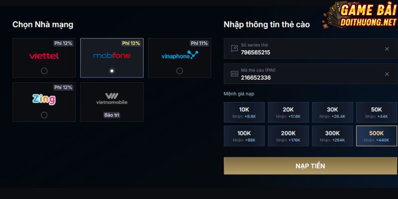 Những cách thức nạp tiền được yêu thích