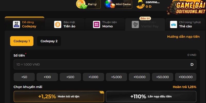 Nạp tiền qua thẻ cào nhanh, gọn