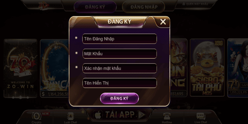 Đăng ký tài khoản Zowin chỉ với 1 phút