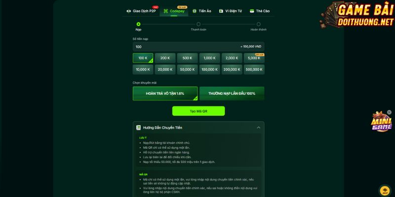 Game thủ có thể nạp tiền bằng thẻ di động