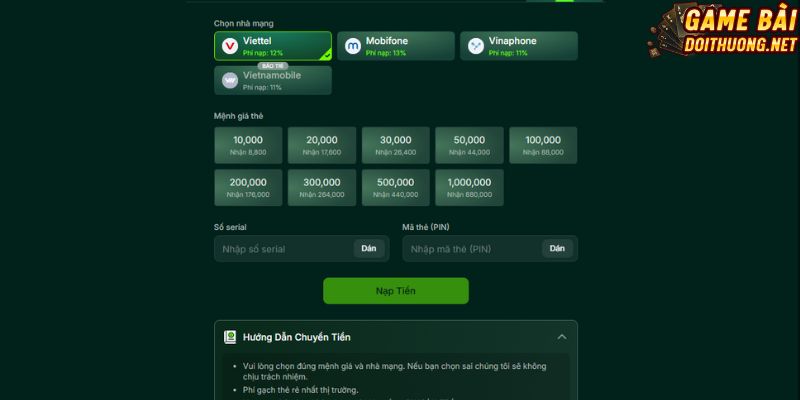 Các hình thức nạp tiền dễ từ A-Z tại sân chơi